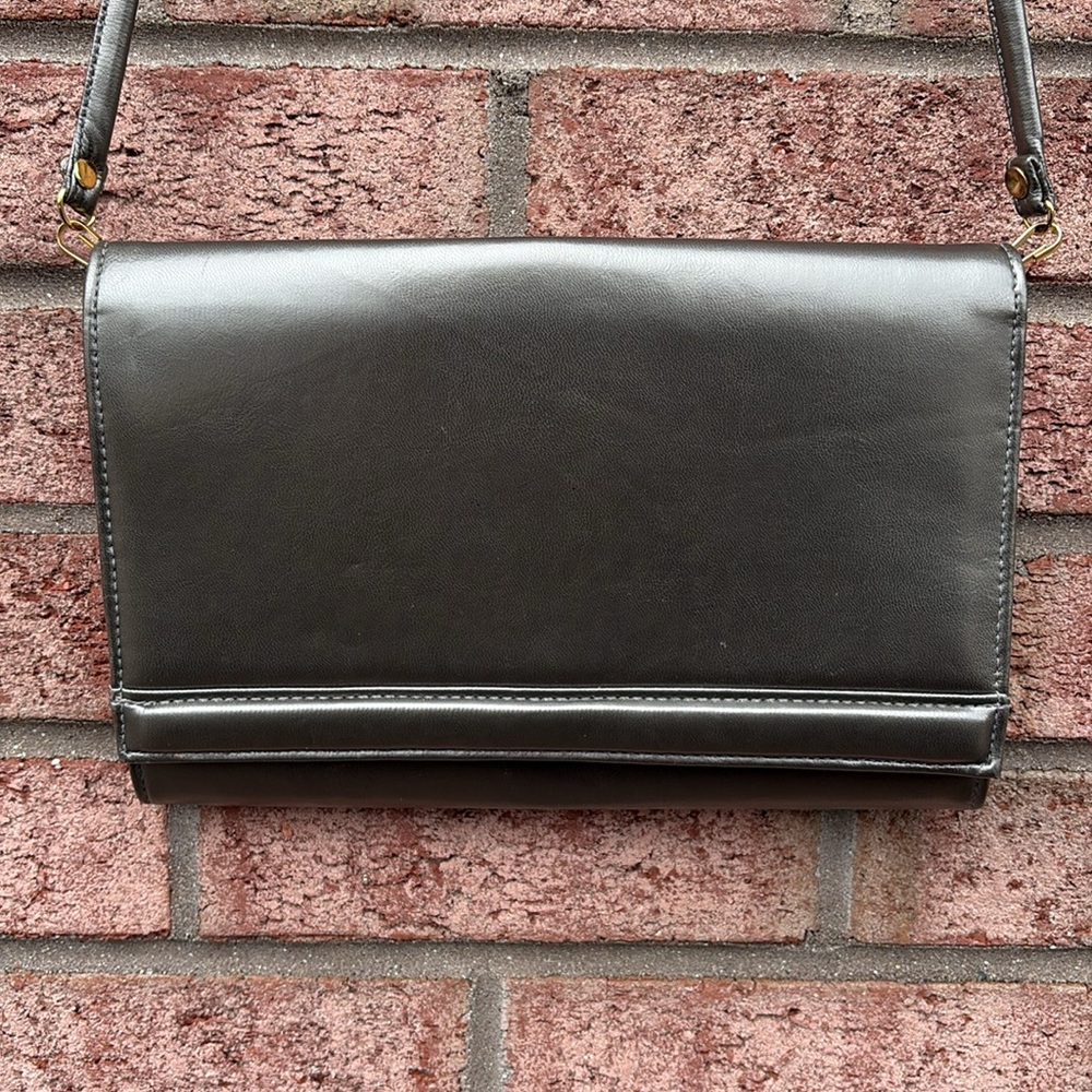 Vintage Ande Bronze Pewter Metallic Crossbody Clutch Bag Removable Strap Vintage